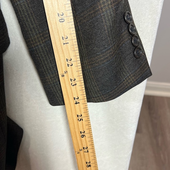 Hart Schaffner Marx HSM Made in USA 48R 100% Wool Brown Checkered Blazer - Picture 8 of 11